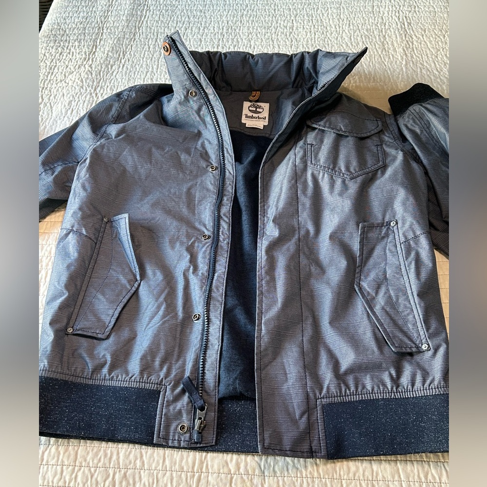 Timberland Men's Wildcat Mountain Waterproof Jacket Blue Soft Shell Plaid Sz M